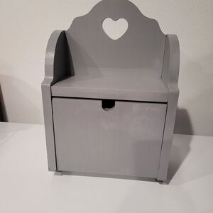 Charming Gray Wooden Letter Bin with Heart Cutout